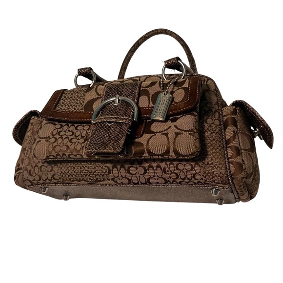 Coach Satchel Handbag Purse Brown Tan  Signature Coach - Picture 5 of 13